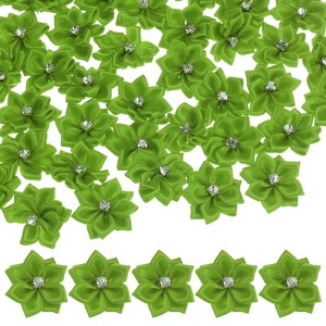 Unique Bargains Artificial Satin Durable Flexible Decorative Mini Ribbon Flowers with Rhinestones 1.2 Inch 200 Pcs - 1 of 4