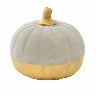 Ganz 3.5 Inch Medium Cement Pumpkin Gold Stem Fall Thanksgiving Pumpkin Figurines