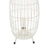 16" x 8.5" Oval Modern Metal Caged Candle Holder with Led Light Bulb Center White - Olivia & May - 3 of 4