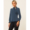 INSPIRE CHIC Women's Elegant Long Sleeve Ruffle Tie Neck Business Work Top - 2 of 4