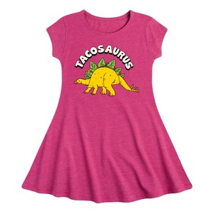 Girls' - Instant Message - Tacosaurus Fit & Flair Cap Sleeve Dress - 1 of 3