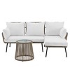Barton 3-Pieces Outdoor Patio Sectional Set Wicker Sectional Sofa Conversation Set, Cream/Beige - 3 of 4