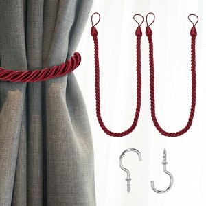 Unique Bargains Handmade Woven Braided Metal Screw Hooks Curtain Tiebacks - 1 of 4