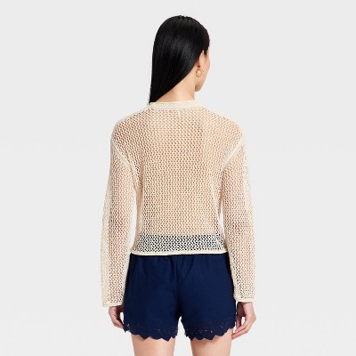 Women Open Work Shell Pullover Sweater – A