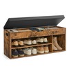 VASAGLE Storage Bench with Cushion, Shoe Bench with Padded Seat, 3 Compartments, Hidden Storage, Shelves,Rustic Brown and Black - 2 of 4