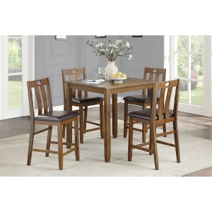 5-Piece Counter Height Dining Set with Square Table and 4 Upholstered Chairs - 1 of 4