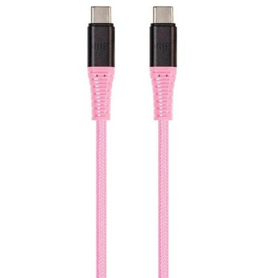 Monoprice Durable USB 2.0 Type-C Charge and Sync Kevlar Reinforced Nylon-Braid Cable - 6 Feet - Pink, 5A/100W, Aluminum Connectors - AtlasFlex Series