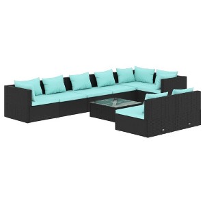 vidaXL Garden Lounge Set Black, Water Blue - 1 of 4