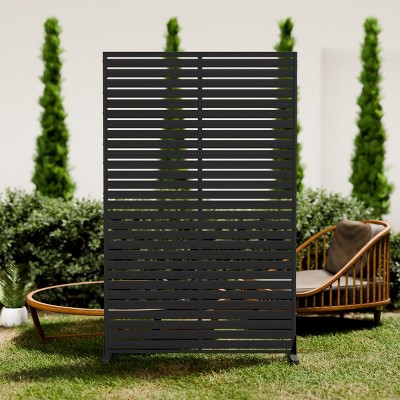 SEVOBAL Patio Decorative Screens 6 Piece Plastic Patio Screen with Venetian Flower Design for Yard, Garden, Indoor Spaces, Black, 45.47"*15.75"*72.05"