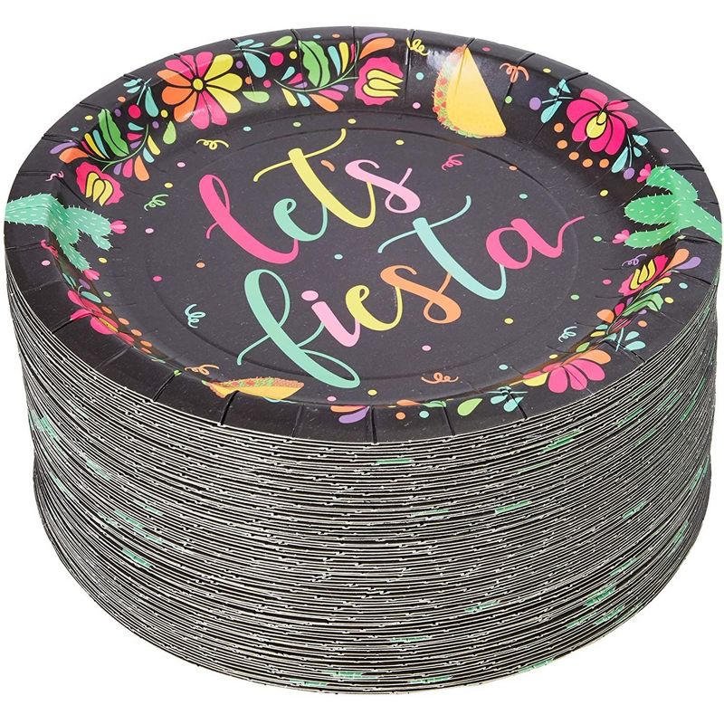 Sparkle and Bash 80-Pack Let's Fiesta Party Supplies, Mexican Theme Disposable Paper Dessert Plates, Birthday, 7 in, 5 of 7