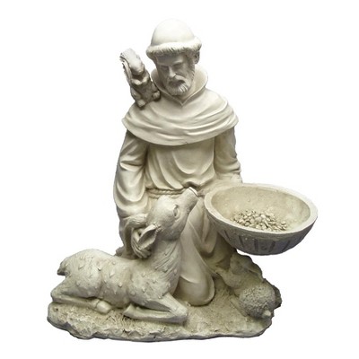 Design Toscano St. Francis Feeds The Animals Garden Statue - Off-White