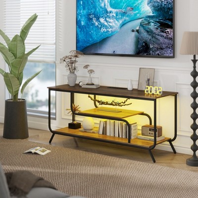 TV Stand with Power Outlets for Televisions up to 55Inch, 55" Media Entertainment Center with Charging Station