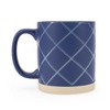 Elanze Designs Modern Plaid Raw Clay Bottom Navy Blue 16 ounce Ceramic Coffee Mugs Set of 4 - 2 of 4