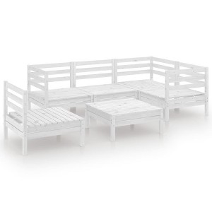 vidaXL Garden Lounge Set Natural Wood Solid Pinewood 6 Piece Set Modular - White - 1 of 4