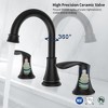 Brushed 2-Handle Widespread Bathroom Sink Faucet, Lavatory Tap with 3-Hole Configuration and 360� Swivel Spout for Vanity Basin - 3 of 4