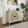 Farmhouse Kitchen Cabinets With 4 Doors, Wood Cabinet With Adjustable Laminates and 3 Gears, Cabinet Kitchen With Anti-Dumping Device-Cuddlewood - 2 of 4