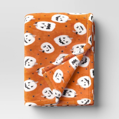 Halloween Pumpkin Throw Blanket Orange Hyde Eek Boutique Lightweight Knitted Polyester Machine Washable 50x60 Target