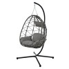 Coolbibila-Egg Chair With Stand, Swing Chair Patio With Cushions, Wicker Hanging Egg Chair, Hanging Basket Chair With Stand - 2 of 4