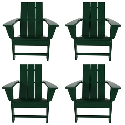Dark Green Poly Lumber Folding Adirondack Chair Set of 4