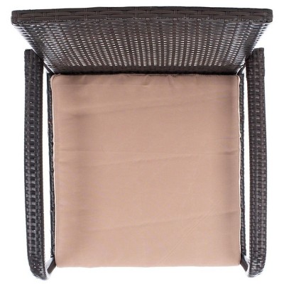 Natural Beige Wicker Outdoor Patio 3 Piece Chat Set