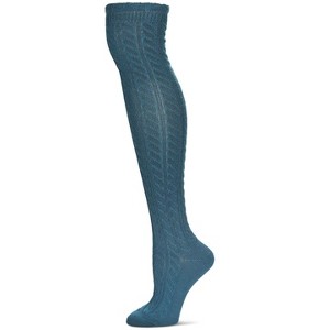Memoi Women's Twister Cable Knit Over The Knee Warm Knit Sock - 1 of 4