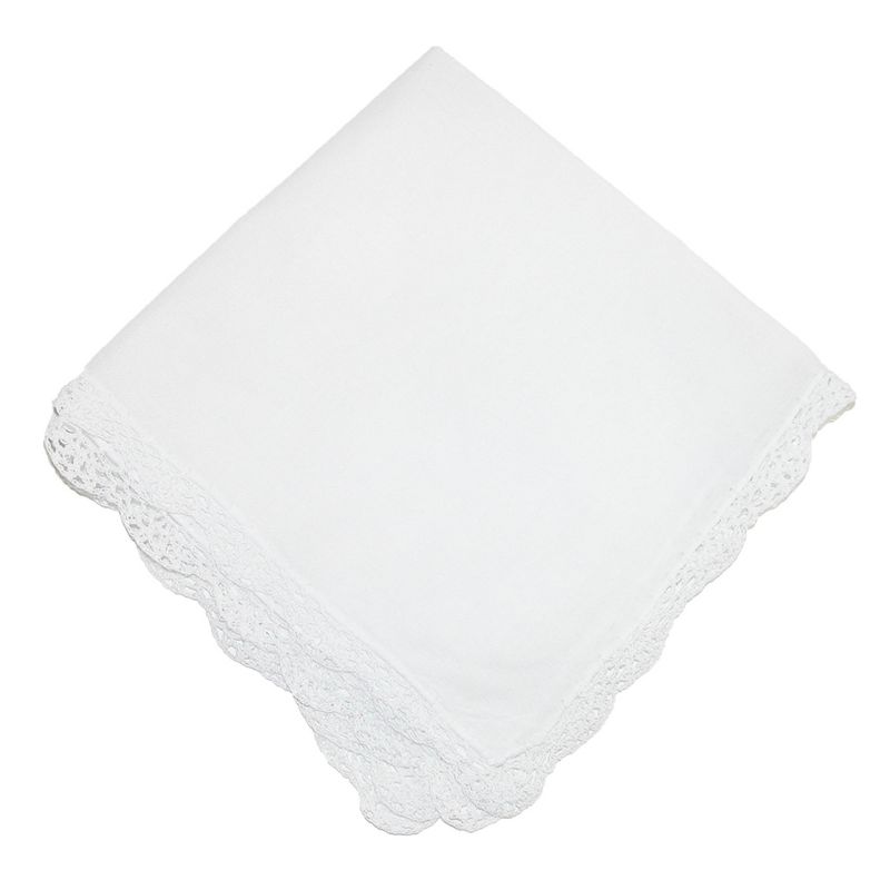 CTM Women's Cotton Bonnie Lace Handkerchief, 1 of 3