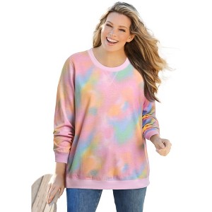 Woman Within Plus Size Printed Sweatshirt - 1 of 4