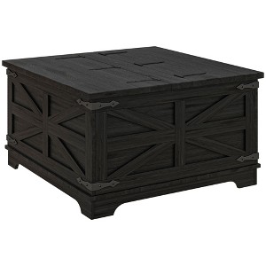 Aghana Digitals Rustic Farmhouse Square Coffee Table with Flip-Top Lids, Hidden Storage, White - 1 of 4