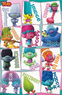 Trends International Dreamworks Trolls - Grid Unframed Wall Poster ...