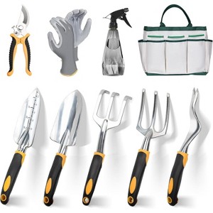attop 9 Piece Heavy Duty Gardening Tools Set with Non-Slip Rubber Grip - 1 of 3