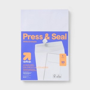 30ct 6" x 9" Press and Seal Envelopes White - up&up™: Self-Seal Mailing, Paper, Gummed Flap, Size 9, 30 Pack - 1 of 3