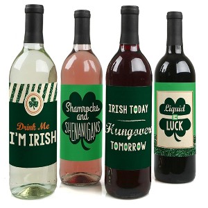 Big Dot of Happiness St. Patrick's Day - Saint Paddy's Day Decorations for Women and Men - Wine Bottle Label Stickers - Set of 4 - 1 of 4