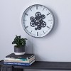 16" x 16" Round Metal Wall Clock with Functioning Gear Center Black/White - Olivia & May: Modern Indoor Timepiece - 2 of 4