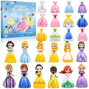 Aoibox Princess Advent Calendar 2025 24 Piece Set Girls Christmas Countdown Toys Creative DIY Dress Up Gifts for Kids and Teens - 1 of 4