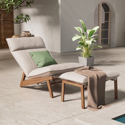 GRANDPATIO Patio Aluminum Adjustable Chair With Ottoman