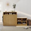 KWPZQEB Shoe Cabinet with Bench, Entryway Bench w/ Doors & Adjustable Shelves, Unique L-Shaped Bench Cabinet w/ Removeble Cushion for Hallway - 2 of 4