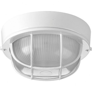 Progress Lighting Bulkheads 1-Light Flush Mount, White, Polycarbonate Shade - 1 of 4