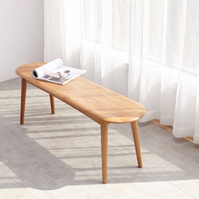 Arina Solid Oak Wood Dining Bench, Table Bench, Accent Chair for Living Room, Dining Room, Bedroom, Indoor Furniture - The Pop Home