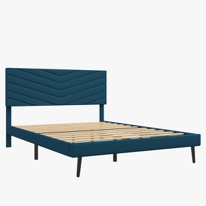 Velvet Bed Frame Full Size, Upholstered Platform Bed with Adjustable Headboard and Solid Wood Slats Support, No Box Spring Needed, Noise-Free - 1 of 4