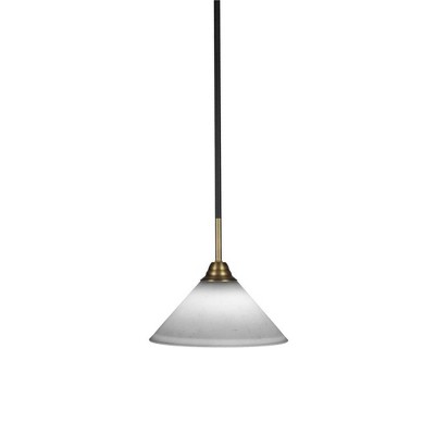 Toltec Lighting Paramount 1 - Light Pendant in  Matte Black/Brass with 10" White Muslin Shade