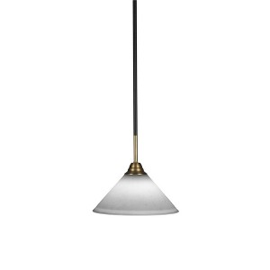 Toltec Lighting Paramount 1 - Light Pendant in  Matte Black/Brass with 10" White Muslin Shade - 1 of 1