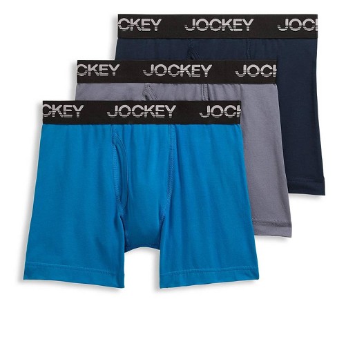 Jockey Generation™ Men's Long Leg Boxer Briefs 3pk - Blue/Gray/Dark Teal  Green S