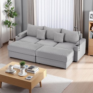 95" Convertible Sectional Sofa with 2 Ottomans & USB - 1 of 4
