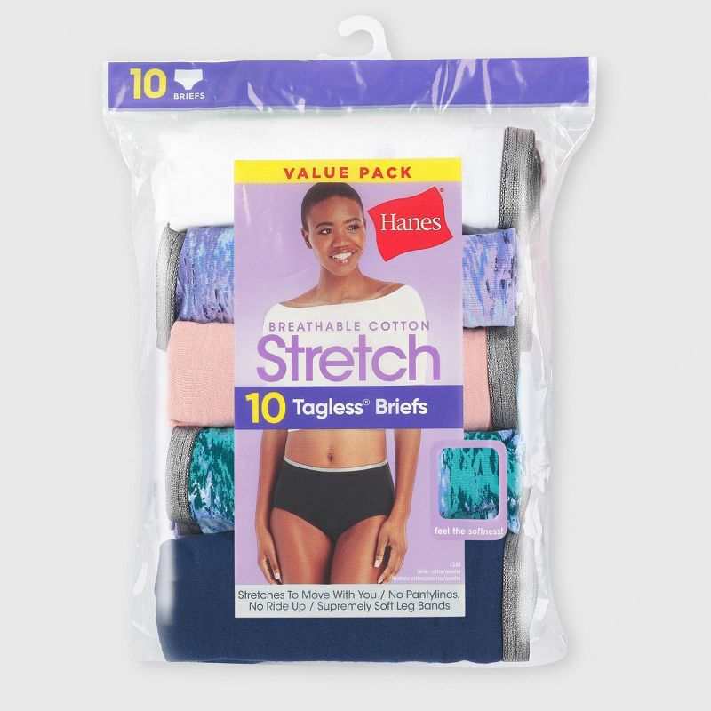 Hanes Women's 10pk Cool comfort Cotton Stretch Briefs Underwear, 3 of 6