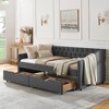 Vynxaria Twin Size Daybed with Drawers Upholstered Tufted Sofa Bed, with Waved Shape Arms(81.5''x4''x30.5'') - 3 of 4