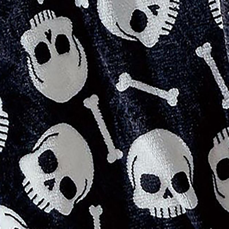 Skull & Bones Faux Shearling Micro Plush Throw Blanket 50" x 60" Black & White by Plazatex, 3 of 4