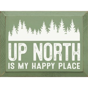 Slickblue Rustic Pine Wood Sign, "Up North Is My Happy Place", Multiple Colors, 9x12 Hanging Plaque - 1 of 3