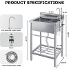Stainless Steel Utility Sink - Freestanding Commercial Sink with Faucet for Garage/Laundry/Shop - 2 of 4