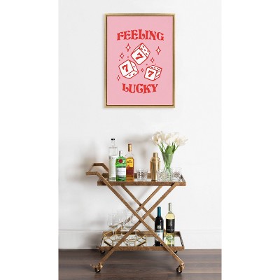 Feeling Lucky Pink and Red Canvas Print with Natural Frame