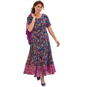 Woman Within Short-Sleeve Crinkle Dress - 1 of 4